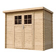 TIMBELA - Abri de jardin en bois - H200 x l239 x L142 cm / 2.63 m2 AVEC SOL TRAITÉ - M310F+M310G - vignette