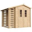 TIMBELA - TIMBELA M386C +M386G Abri de jardin en bois et range bûches I206xL272xH218 cm/ 3,53 + 0,97 m2 AVEC SOL TRAITÉ - vignette