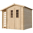 TIMBELA - TIMBELA M386C +M386G Abri de jardin en bois et range bûches I206xL272xH218 cm/ 3,53 + 0,97 m2 AVEC SOL TRAITÉ - vignette