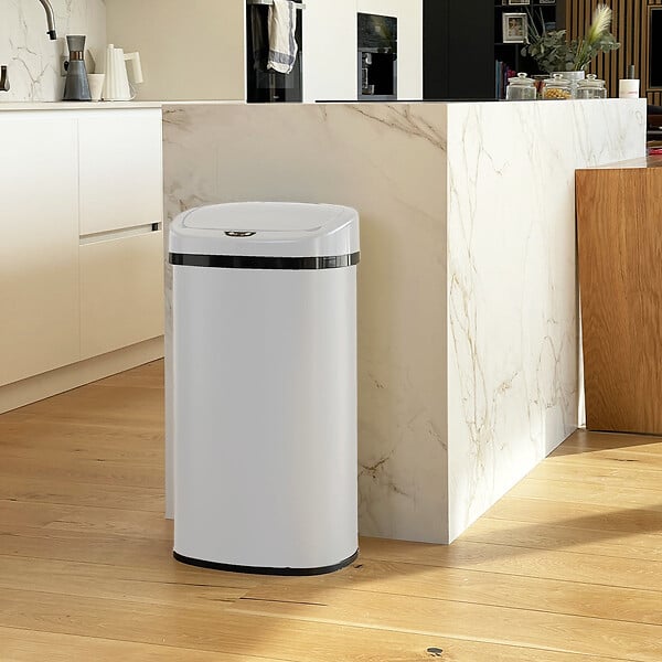 KITCHEN MOVE - Poubelle automatique inox MAJESTIC blanc 58L - large