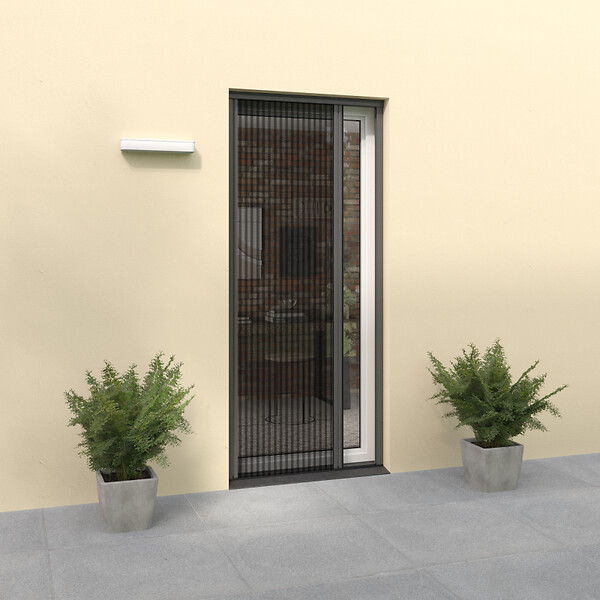 VOLET-MOUSTIQUAIRE - Moustiquaire plissée pour porte et porte-fenêtre H230 cm x L140 cm coloris gris - large