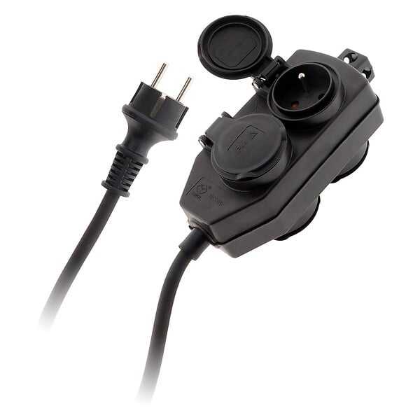 ZENITECH - Lot de 5 boîtiers de dérivation 4 prises IP44 5m - Noir - Zenitech - large