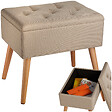 TECTAKE - Banc avec coffre de rangement aspect lin RANYA sable - vignette