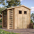 TIMBELA - Abri de jardin en bois et range bûches extérieur - Stockage extérieur I206xL272xH218 cm/ 3,53 + 0,97 m2 - TIMBELA M386 - vignette