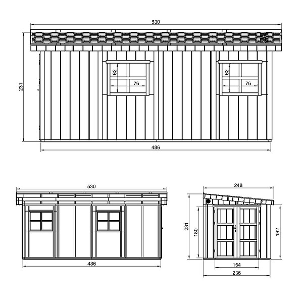 TIMBELA - Abri de Jardin Qualité Premium 11,47 m² - H231x248x530 cm - Sans plancher e  paroi latérale - Timbela M940B-REDWOOD RED - large