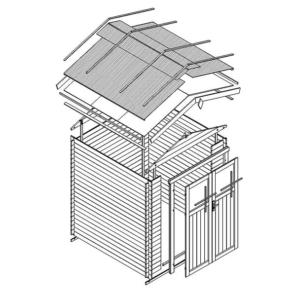 TIMBELA - Abri de jardin en bois - Stockage extérieur I196xL136xH218 cm/ 1.98 m2 - M367F - large