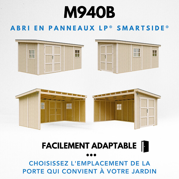 TIMBELA - Abri de Jardin Qualité Premium 11,47 m² - H231x248x530 cm - Sans plancher e  paroi latérale - Timbela M940B-TERRA BROWN - large