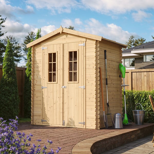 TIMBELA - Abri de jardin en bois - Stockage extérieur I196xL136xH218 cm/ 1.98 m2 - M367C - large