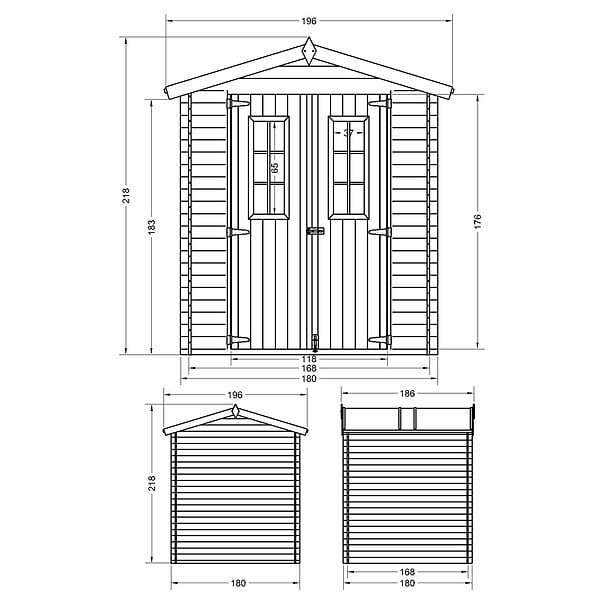 TIMBELA - Abri de jardin en bois - Stockage extérieur I186xL196xH218 cm/ 2,82 m2  - M320C - large