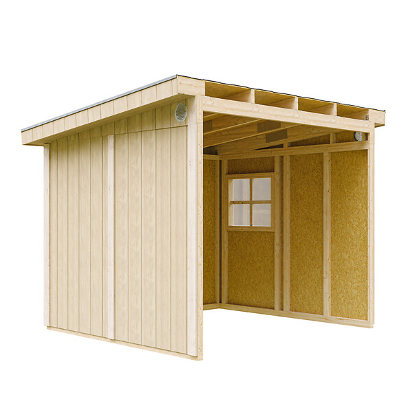 TIMBELA - Abri de Jardin Qualité Premium 5,9 m² - H231x248x294 cm - Sans plancher e  paroi latérale - Timbela M938B - large