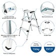 HOSTRÃ–M - Escabeau marche pied 3 marches HOMILIX3, petit escabeau pliable, aluminium, design compact et robuste, H max travail 2,34m, 5 ans garantie, Hostrom - vignette