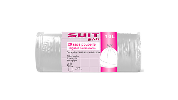 SUIT BAG - Sac poubelle 10L à poignées - Blanc - 20 sacs - large