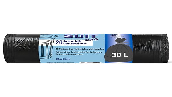 SUIT BAG - Sac poubelle 30L - Lot de 20 - Noir avec lien - large
