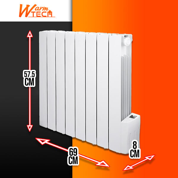 WARM TECH - Radiateur à inertie fluide 1200W 8 éléments - large