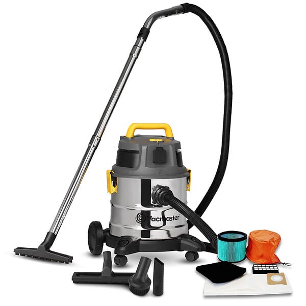 VACMASTER - Aspirateur eau et poussières 1600W - 20L inox - 27 Kpa avec prise intégrée - large