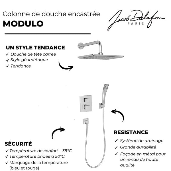 JACOB DELAFON - Colonne de douche encastrée thermostatique Modulo - large