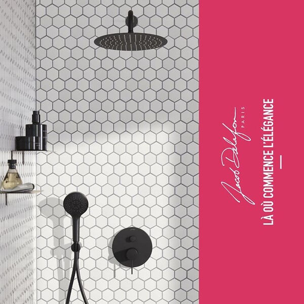 JACOB DELAFON - Robinet douche encastré mécanique Metro noir mat - large