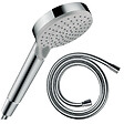 HANSGROHE - Pommeau de douche Vernis Blend 100 EcoSmart Vario chromé + flexible de douche 1,60 m Isiflex chromé - vignette