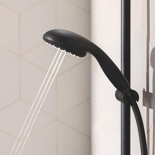 GROHE - Pommeau de douche Vitalio Start 2 jets avec barre noir mat + microfibre - large