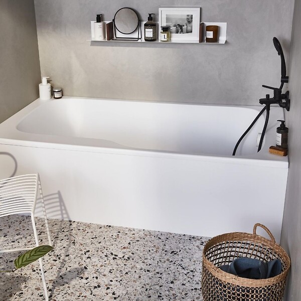 JACOB DELAFON - Tablier frontal baignoire rectangulaire + pare bain Installation en niche, blanc mat - large