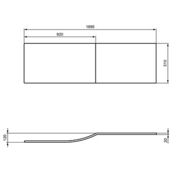 IDEAL STANDARD - Ideal Standard Tablier baignoire frontal 1700 mm asymétrique Connect Air blanc - large