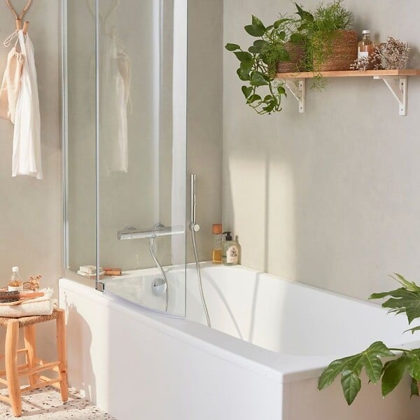 JACOB DELAFON - Baignoire bain douche Malice, antidérapant, version Gauche Blanc mat 170x90cm - large