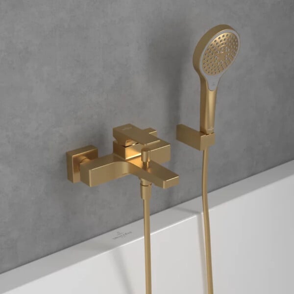 VILLEROY ET BOCH - Mitigeur bain douche mécanique  Architectura Square Or brossé - large