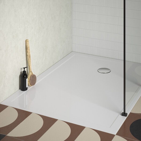 JACOB DELAFON - Receveur de douche 120 x 90 Gaspard bonde à droite + bonde + kit de réhausse - large