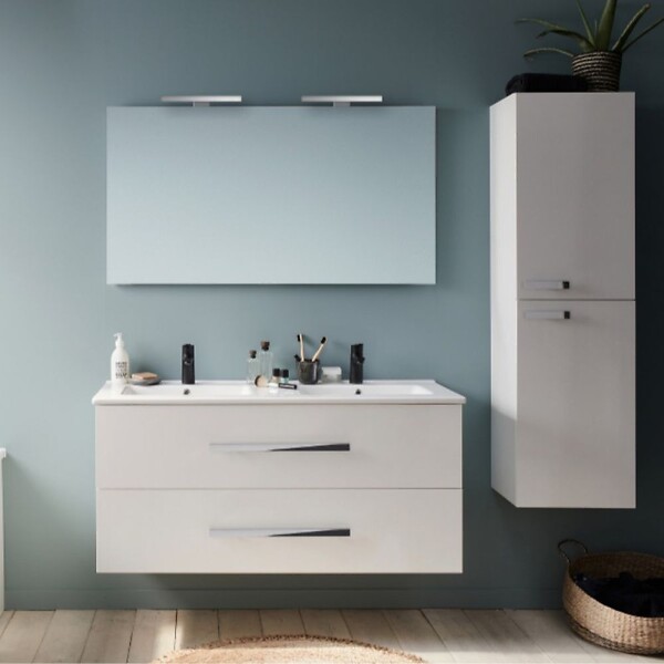 JACOB DELAFON - Colonne de salle de bain Ola Up, 2 portes blanc brillant - large