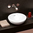 VILLEROY ET BOCH - Vasque 38 x 38 ronde à poser  Loop & Friends non meulé stone white avec trop plein - vignette