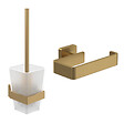 VILLEROY ET BOCH - Dérouleur de papier toilette sans couvercle + Ensemble brosse WC  Striking Chrome Gold brossé - vignette