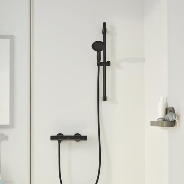 GROHE - Pack mitigeur douche thermostatique Precision Start noir mat + ensemble Vitalio Start avec barre - large