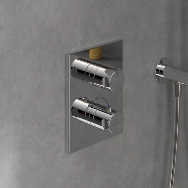 VILLEROY ET BOCH - Mitigeur thermostatique encastré 2 voies  Universal rectangle Chrome - large