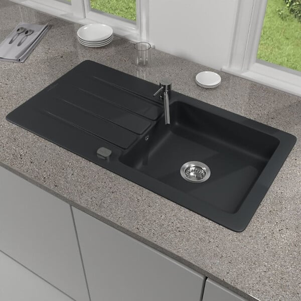 VILLEROY ET BOCH - Evier  Architectura 60 Pure Black avec vidage automatique - large