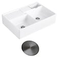 VILLEROY ET BOCH - Evier timbre d'office  Tradition 89,5 x 63 céramique vidage auto blanc + Cache bonde anthracite - vignette