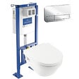 VILLEROY ET BOCH - WC suspendu sans bride  Architectura + abattant + Bâti-support ViConnect + Plaque de commande - vignette