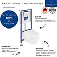 VILLEROY ET BOCH - Pack WC sans bride  Subway 2.0 avec abattant frein de chute + bâti Viconnect PRO + plaque Chromé mat - vignette