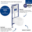 VILLEROY ET BOCH - Pack WC suspendu sans bride  Avento + Bâti support ViConnect Pro + abattant frein de chute + plaque chromée mat - vignette