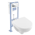 VILLEROY ET BOCH - Pack WC suspendu compact sans bride  O.novo + abattant + plaque chromée + bâti - vignette