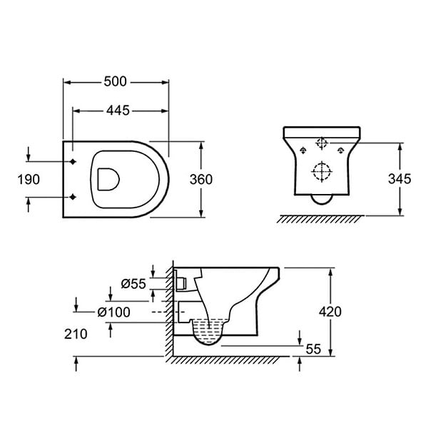 DURAVIT - Pack WC suspendu sans bride Elite + Bâti support RapidSL + plaque blanc + Porte-rouleau carré - large