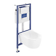 VILLEROY ET BOCH - Pack WC suspendu sans bride  Avento + Bâti support ViConnect Pro + abattant frein de chute + plaque blanche - vignette