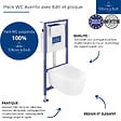 VILLEROY ET BOCH - Pack WC suspendu sans bride  Avento + Bâti support ViConnect Pro + abattant frein de chute + plaque blanche - vignette