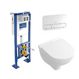 VILLEROY ET BOCH - Pack WC suspendu compact sans bride  O.novo + abattant + plaque blanche + bâti - vignette
