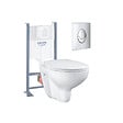 GROHE - Pack WC suspendu sans bride Bau Ceramic + abattant + plaque chromée + bâti Grohe - vignette