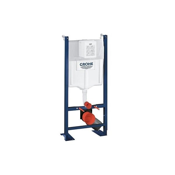 GROHE - Pack WC suspendu sans bride Bau Ceramic + abattant + plaque chromée + bâti Grohe - large