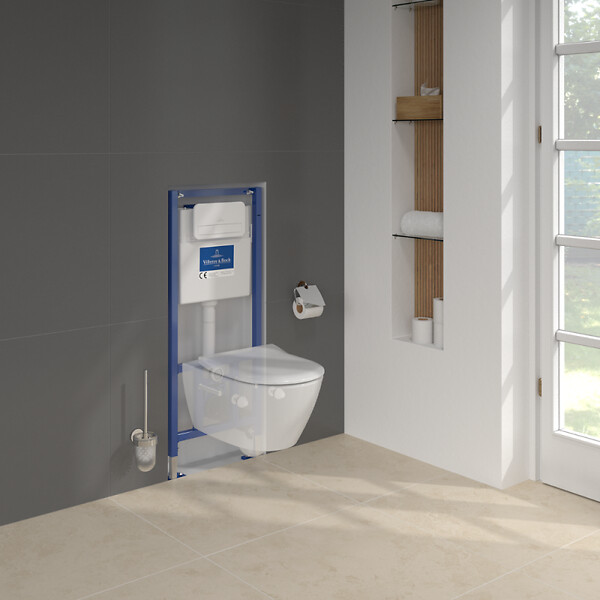 VILLEROY ET BOCH - Pack WC sans bride  Subway 2.0 avec abattant frein de chute + bâti Viconnect PRO + plaque blanche - large