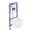 VILLEROY ET BOCH - Pack WC sans bride  Subway 2.0 abattant frein de chute + bâti-support sol et mur Viconnect PRO + plaque Chromé - vignette