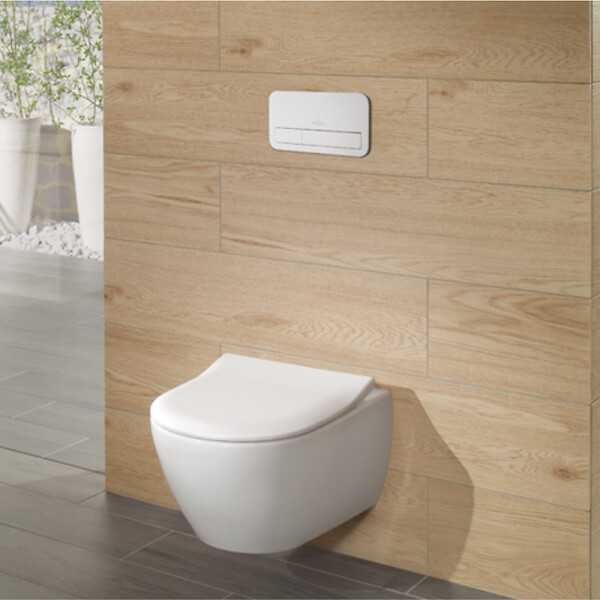 VILLEROY ET BOCH - Pack WC sans bride  Subway 2.0 avec abattant frein de chute + bâti Viconnect PRO + plaque noir mat - large