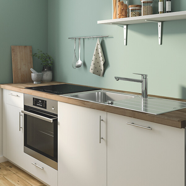 GROHE - Robinet de cuisine bec médium Start Flow Quickfix chromé + nettoyant GrohClean - large