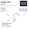 GROHE - Robinet de cuisine monocommande Start 2021 chromé + microfibre - vignette